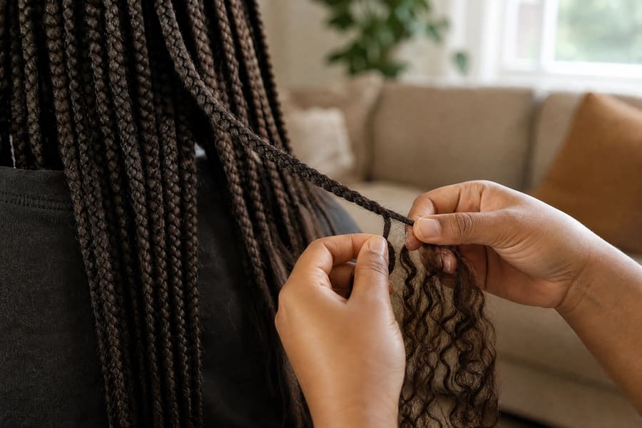 A protective style being taken down